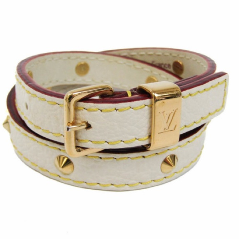 LOUIS VUITTON M91846 Suhali Brass Les Double Tours Bracelet, Women's, Leather, - Picture 2 of 6